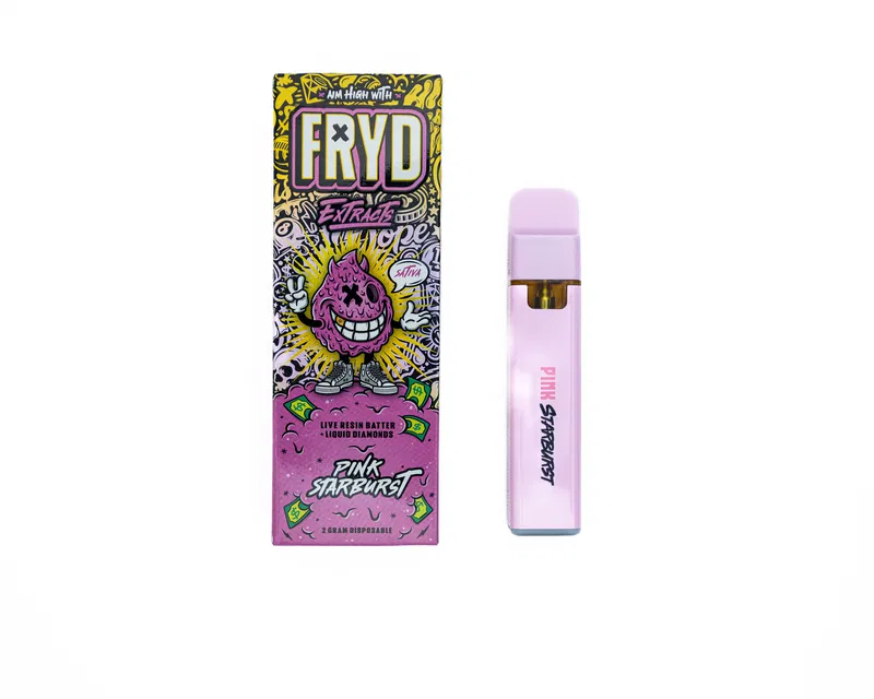 Fryd Pink Starburst 2g Disposable Vape – Sweet Sativa Flavor with Live Resin and Liquid Diamonds